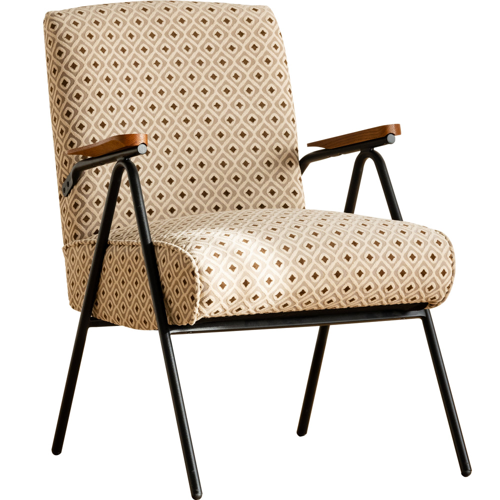 Vintage mixed weave fabric 1 seater sofa wheat in white background.