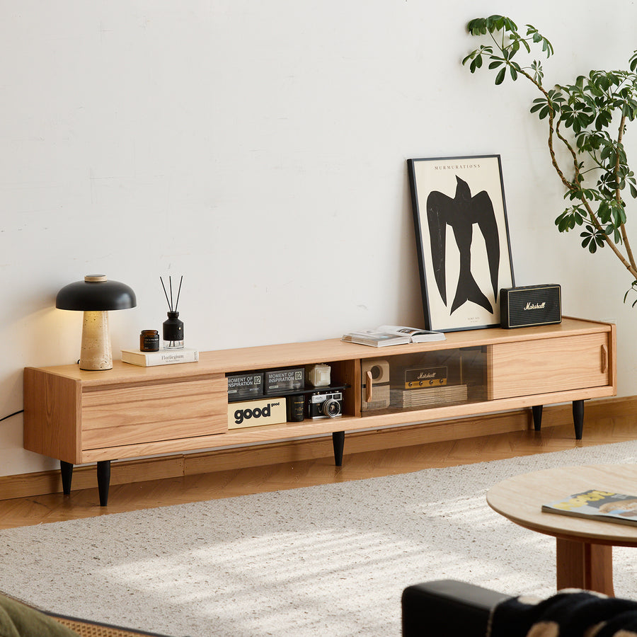 Scandinavian oak wood tv console lyne primary product view.