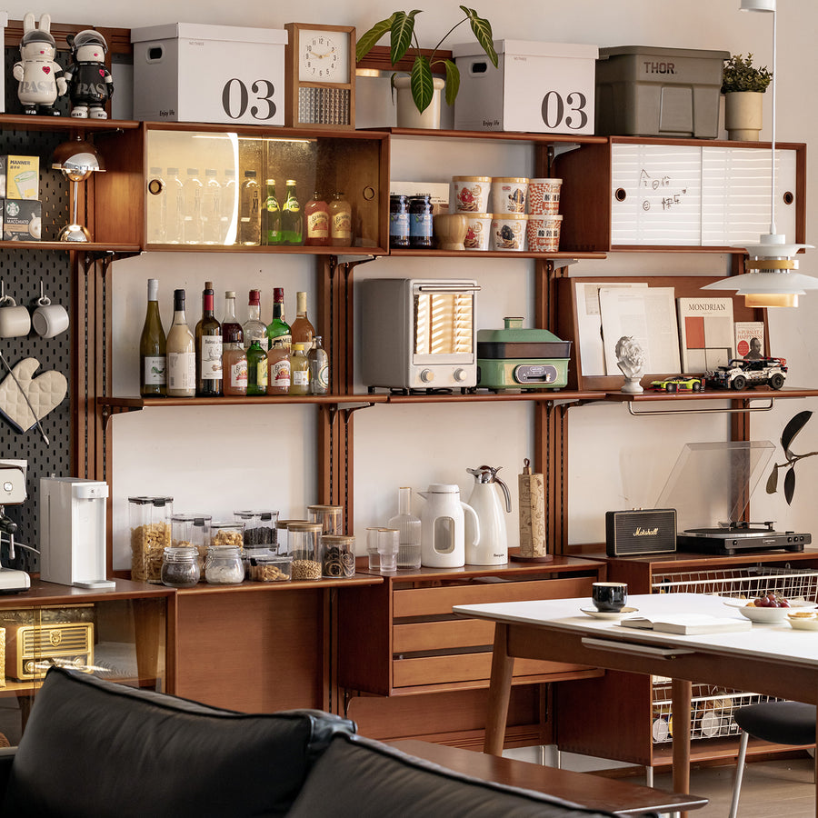 Vintage boxwood modular hanging wall shelf system muse dining primary product view.