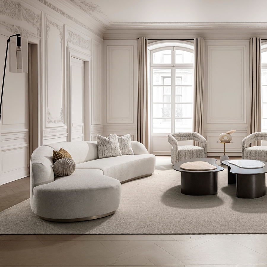 Modern boucle fabric modular l shape sectional sofa 3+l loomi primary product view.