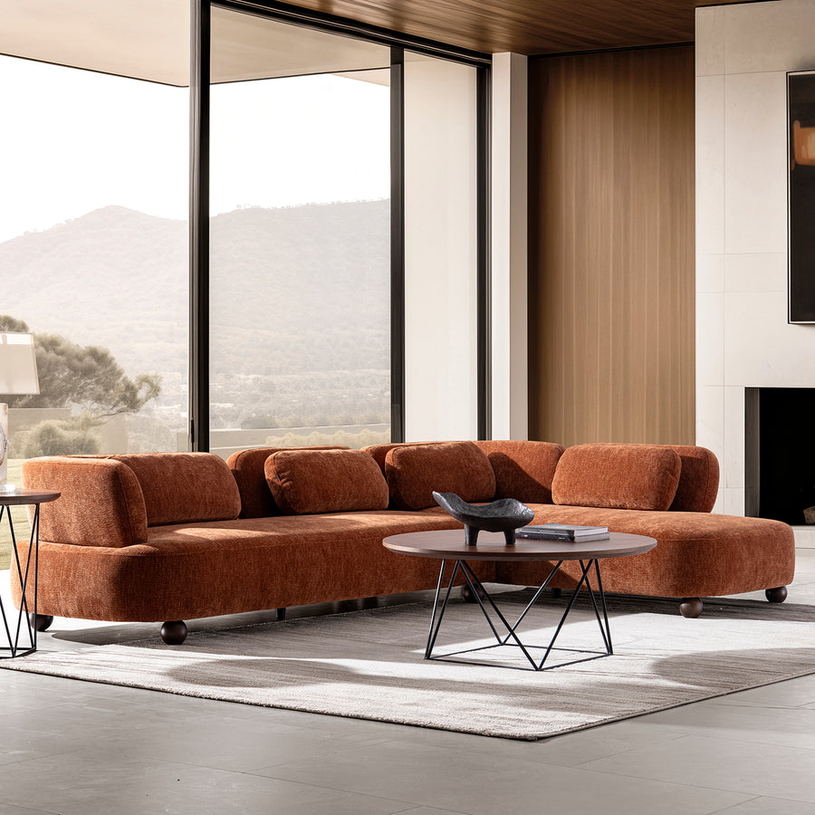 Cream velvet fabric modular l shape sectional sofa 4+l bubba primary product view.