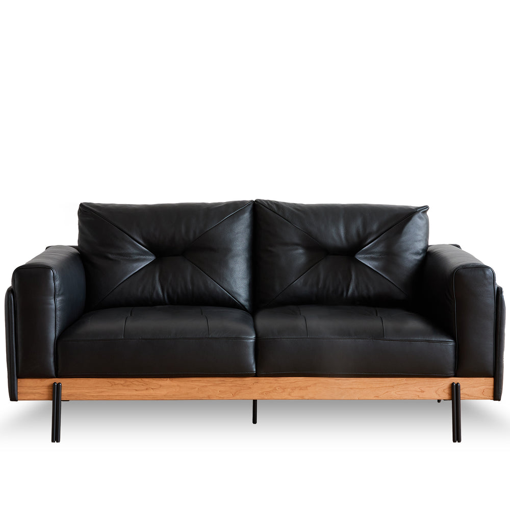 Scandinavian microfiber leather 2 seater sofa black in white background.