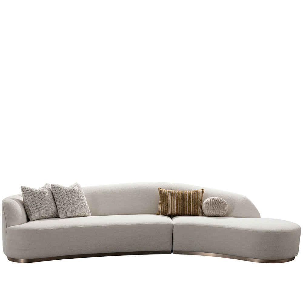 Modern boucle fabric modular l shape sectional sofa 3+l loomi in white background.
