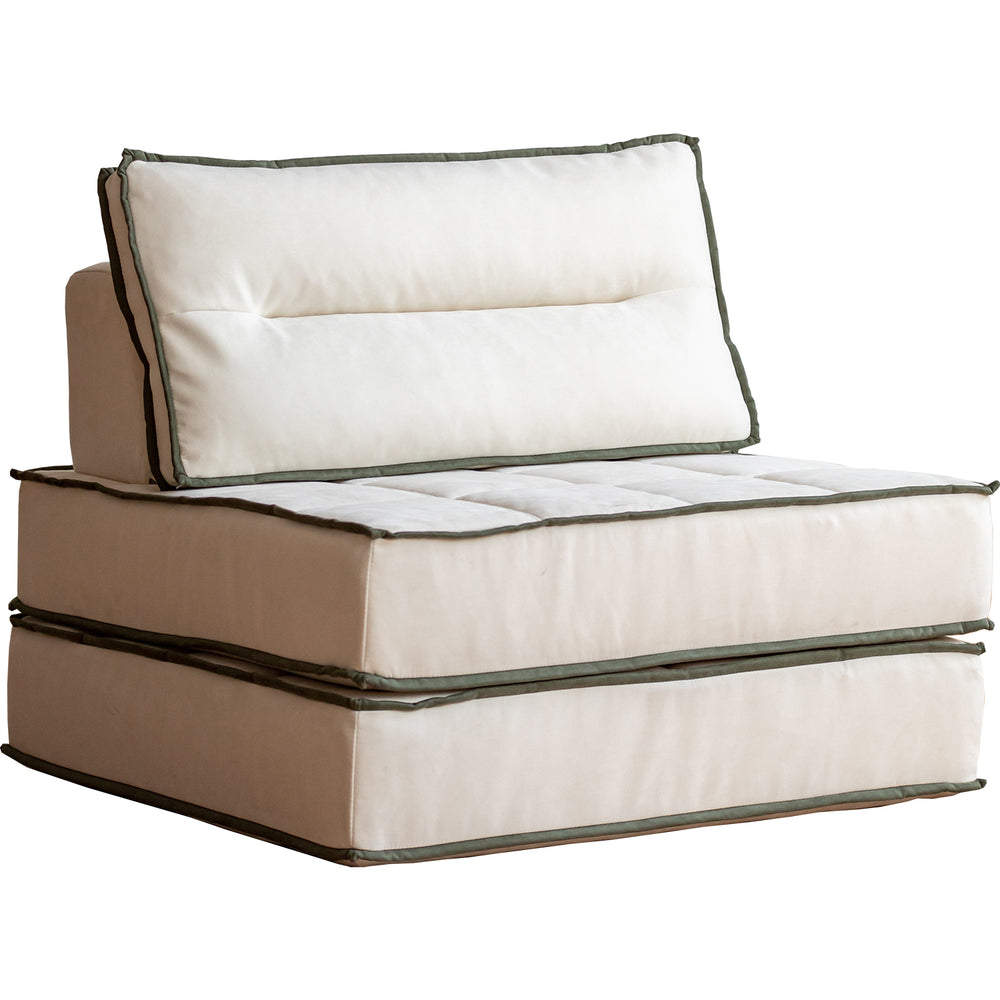 Scandinavian cat scratch resistant fabric modular 1 seater sofa tiered in white background.