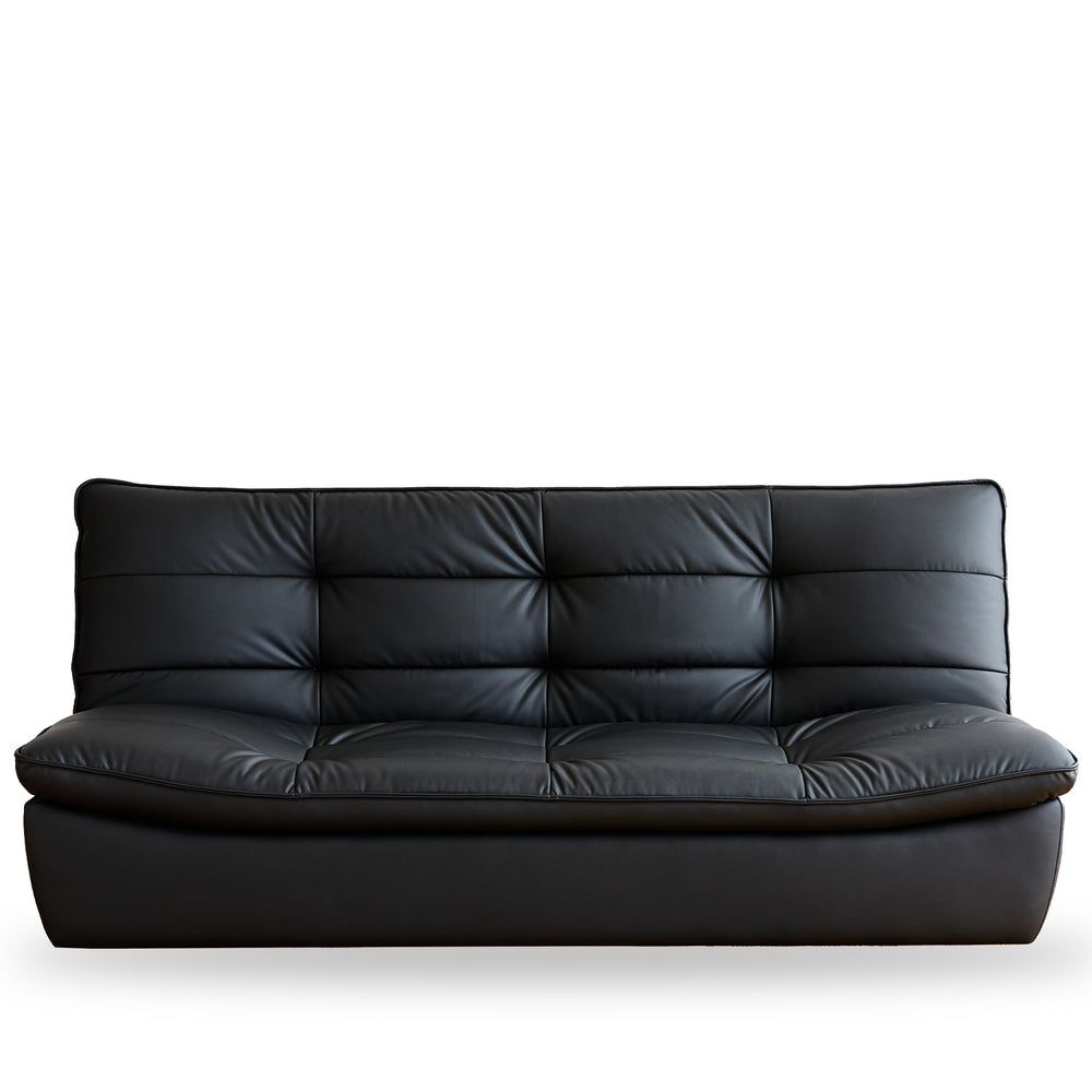 Vintage microfiber leather 3 seater sofa bed lie flat in white background.