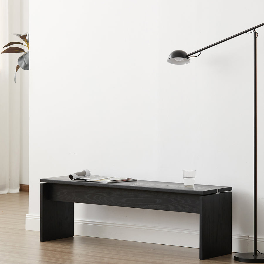 Minimalist ash wood dining bench black oslo primary product view.