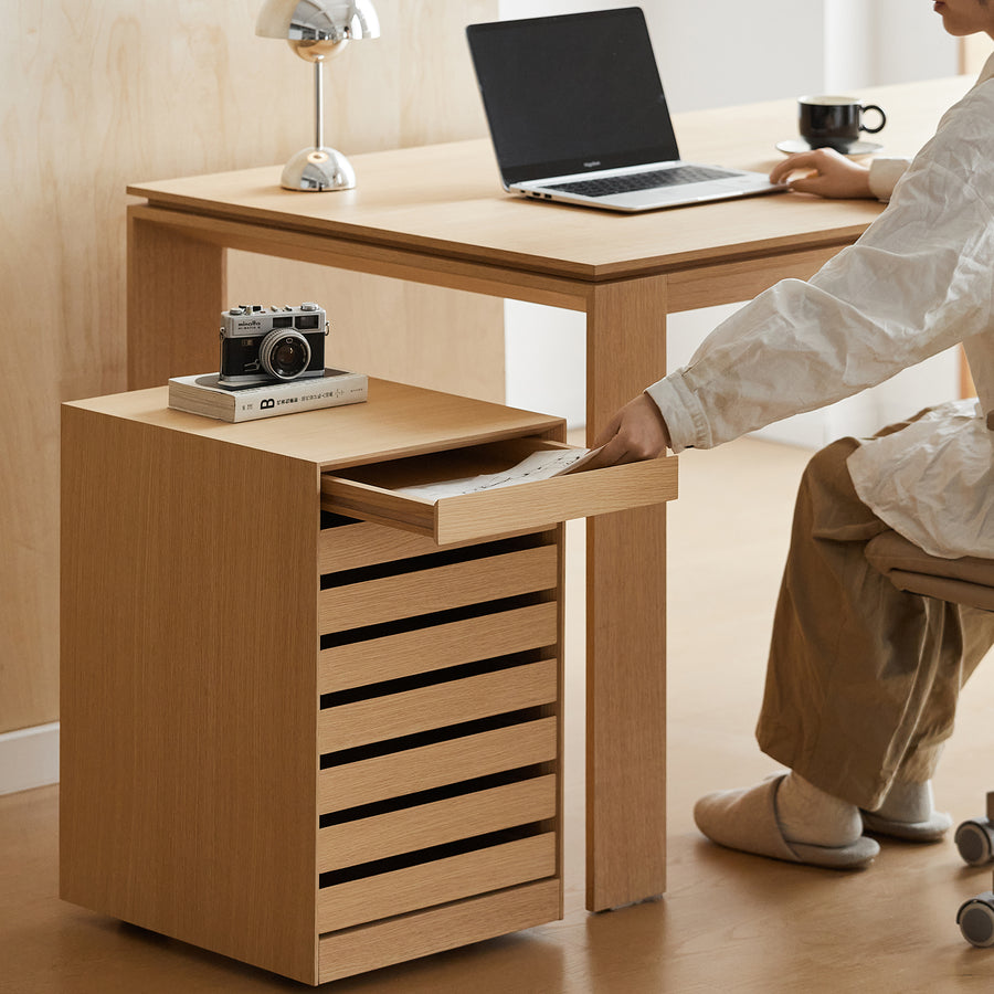 Minimalist ash wood veneer chest of 7 drawers lucy primary product view.