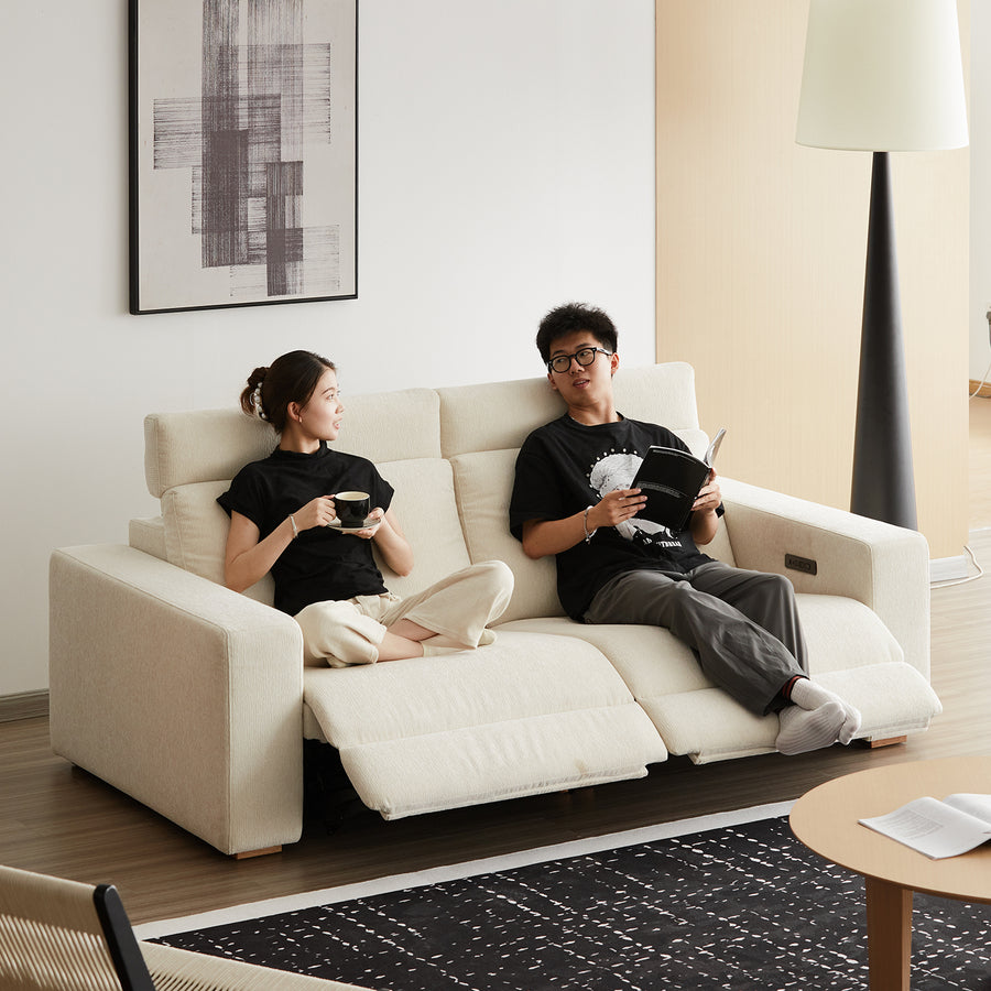 Minimalist chenille velvet fabric electric recliner 2 seater sofa stratus primary product view.