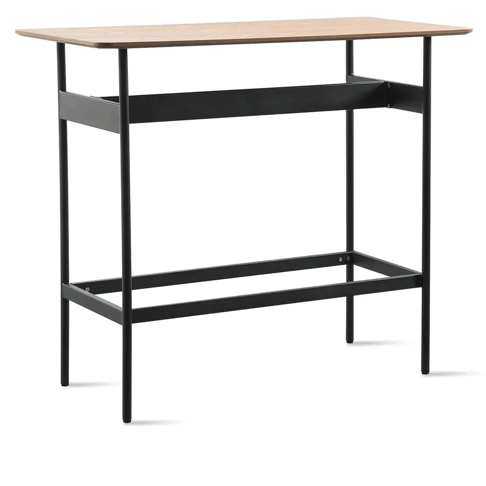 Industrial wood bar table paxon in white background.