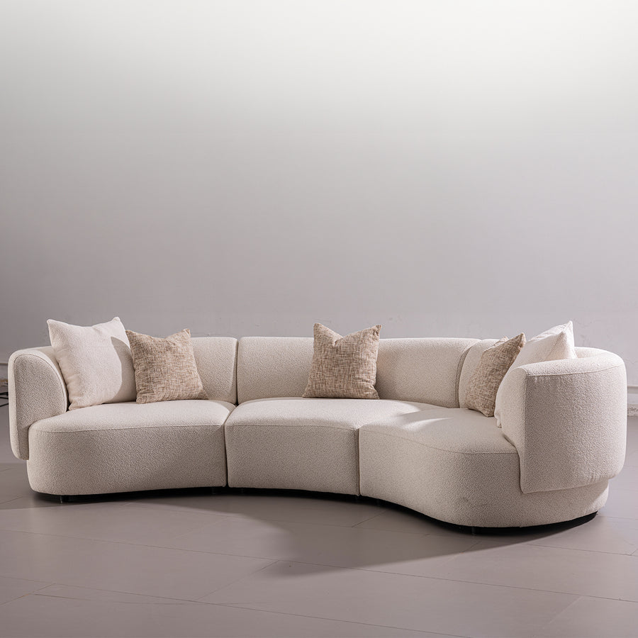 Scandinavian boucle fabric modular 4 seater sofa rene primary product view.