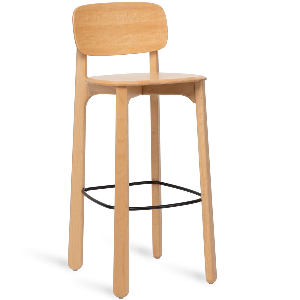 Scandinavian beech wood bar chair poppy in white background.