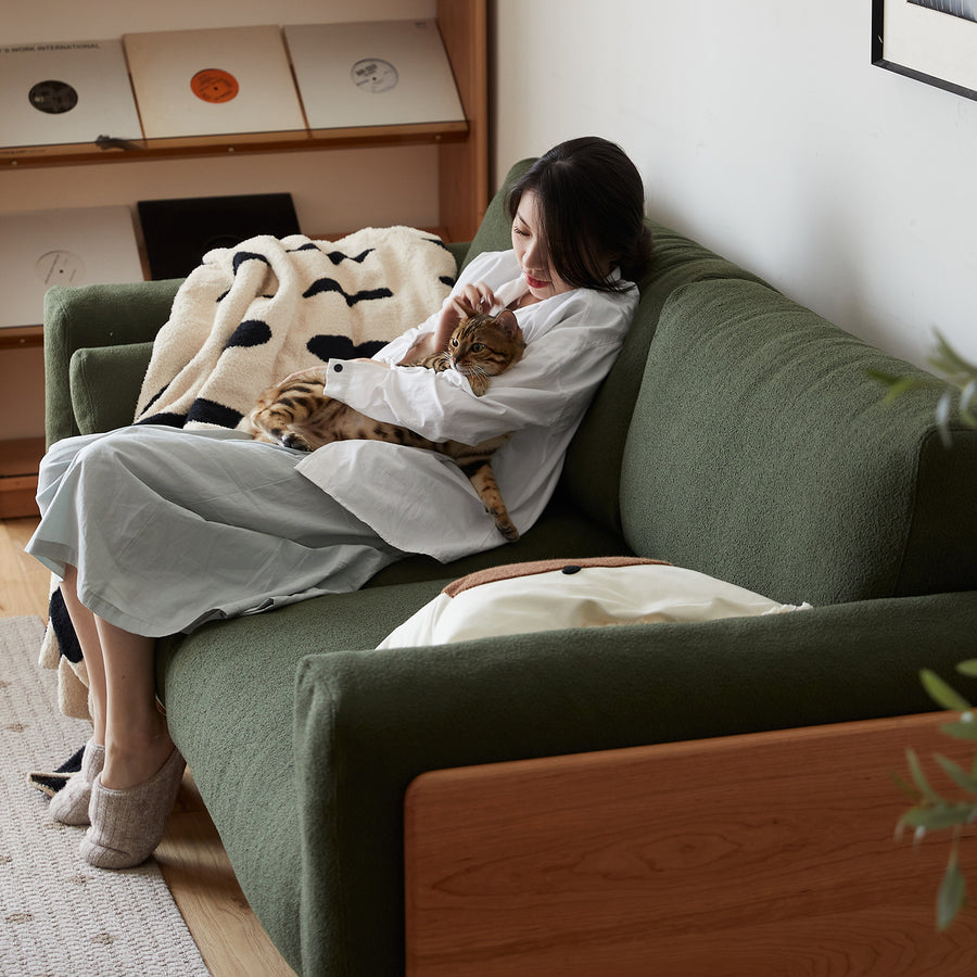 Scandinavian boucle fabric 2 seater sofa harvest size charts.