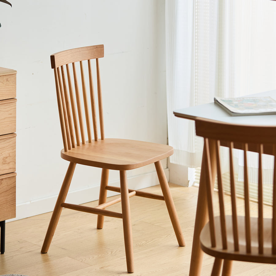 Scandinavian cherry wood dining chair windsor primary product view.