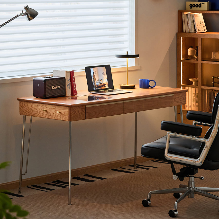 Scandinavian cherry wood study table timeless primary product view.