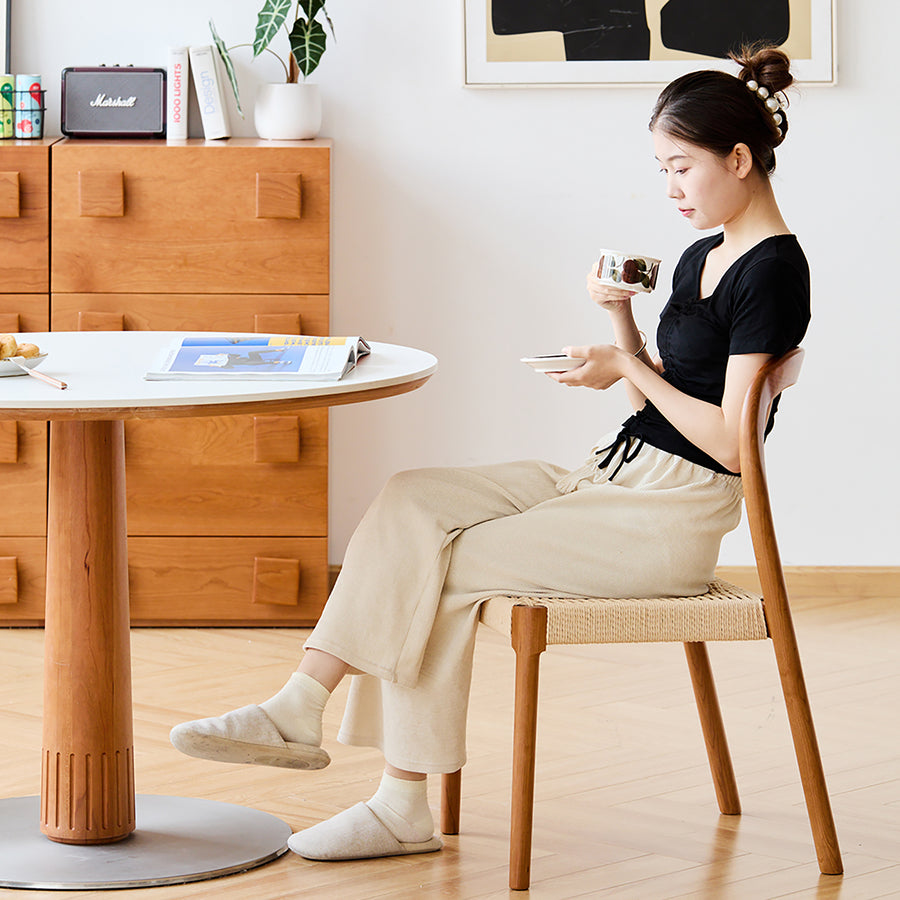 Scandinavian cherry wood woven rope dining chair sona size charts.