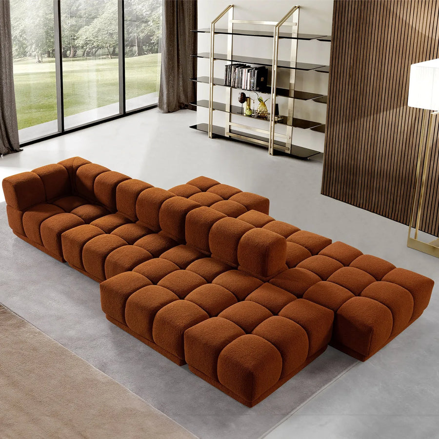 Contemporary teddy fabric modular l shape sectional sofa cuboid 3+l primary product view.