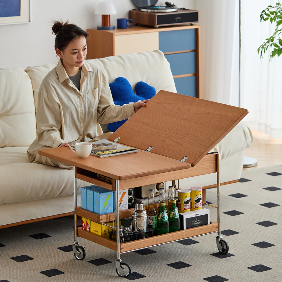 Scandinavian cherry wood extendable coffee table timeless in real life style.