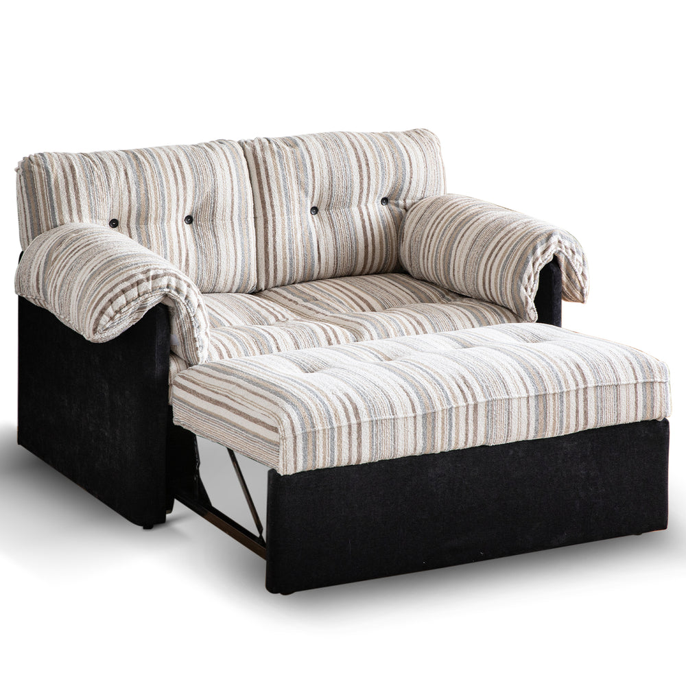 Vintage chenille velvet fabric 2 seater sofa bed ziru in white background.