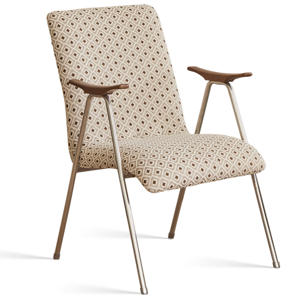 Vintage mixed weave fabric 1 seater sofa glen in white background.