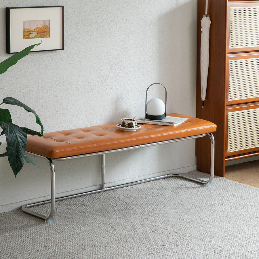 Vintage pu leather dining bench hoh xil primary product view.