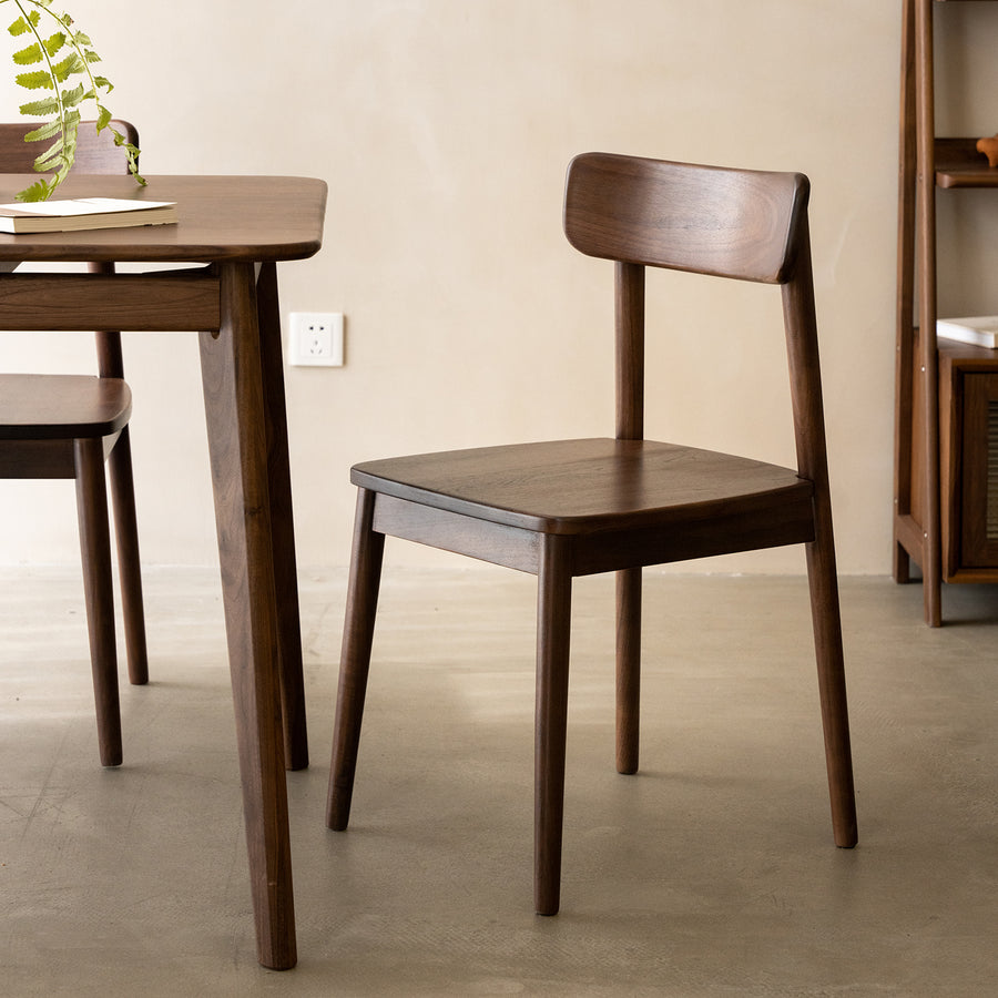 Vintage walnut wood dining chair green color swatches.