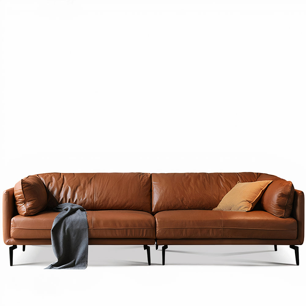 Vintage genuine leather sectional 4 seater sofa bravo in white background.