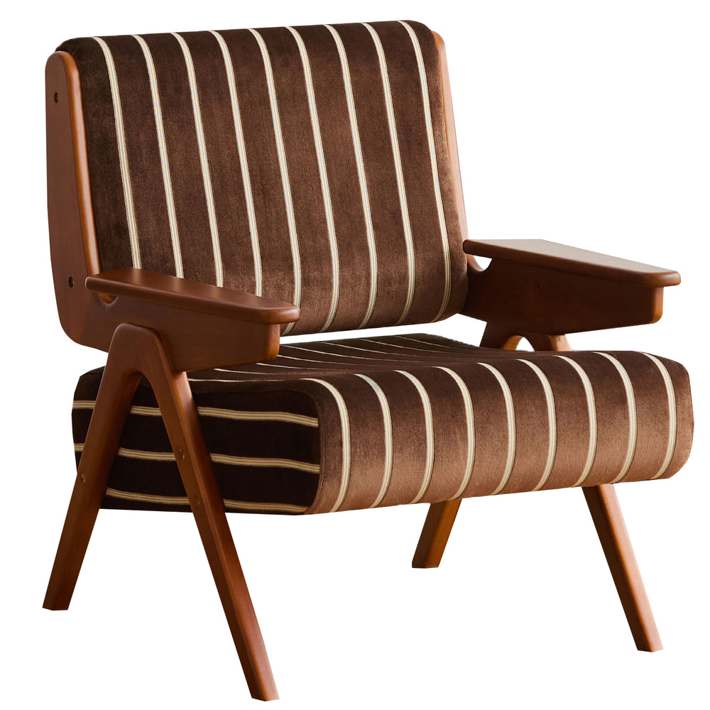 Vintage mixed weave fabric 1 seater sofa truffle in white background.